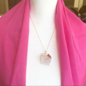 Ice crystal quartz gold dipped pendant necklace
